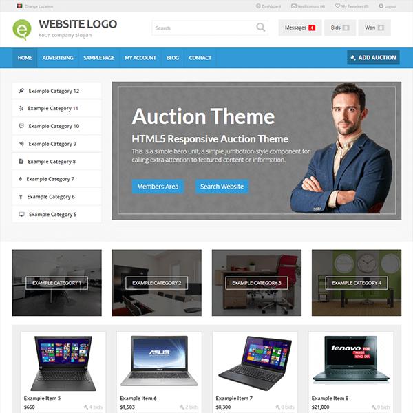 PremiumPress Online Auction Theme screenshot