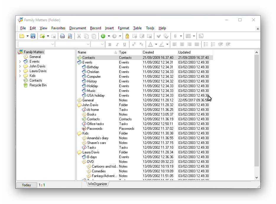 WinOrganizer Screenshot