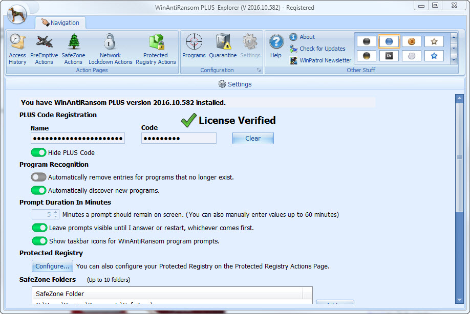 WinPatrol WAR screenshot Setting