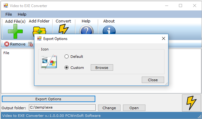PCWinsoft Video to Exe Converter Screenshot
