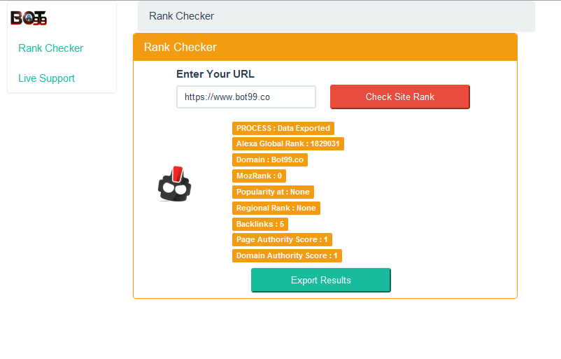 Bot99 SEO Rank Checker Screenshot