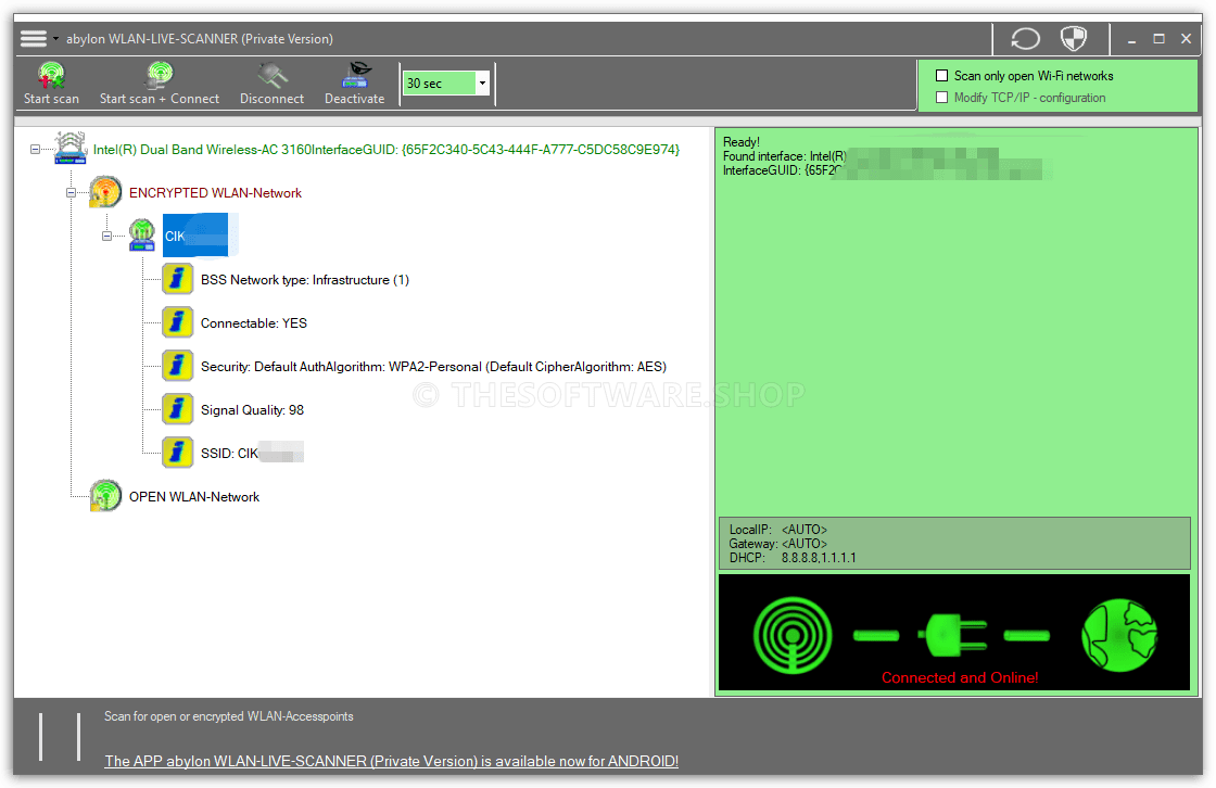 abylon WLAN-LIVE-SCANNER Screenshot