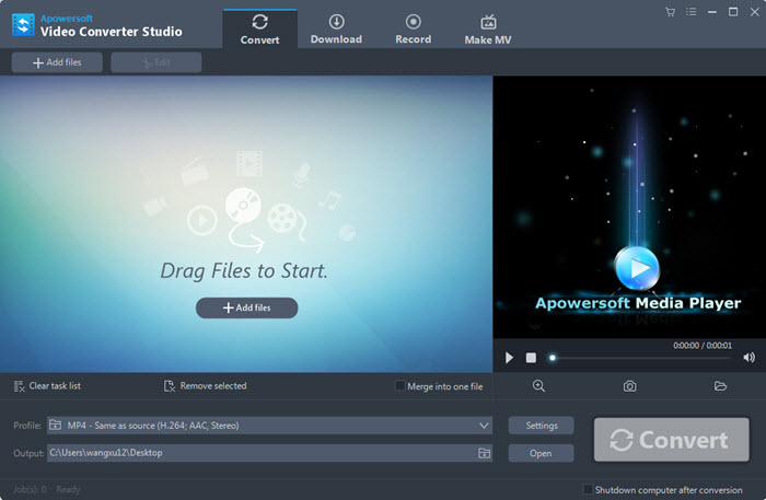 Apowersoft Video Converter Studio Main Screenshot