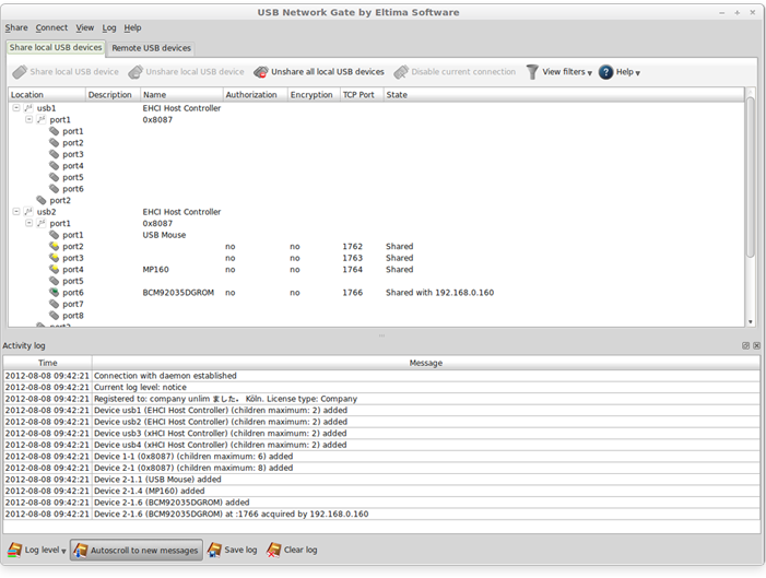 USB Network Gate for Linux Screenshot