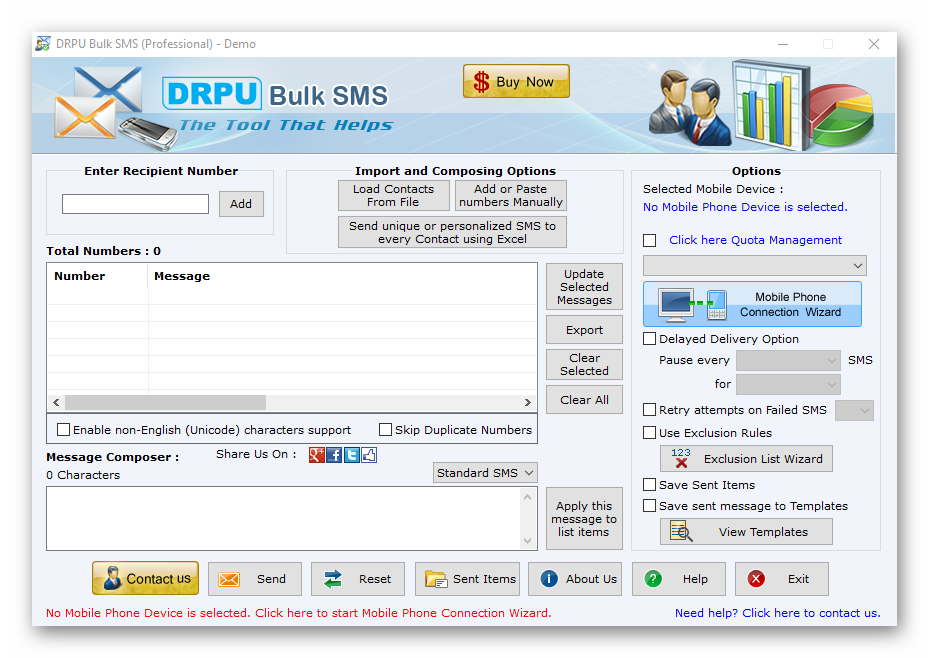 DRPU Bulk SMS Software Professional Screenshot
