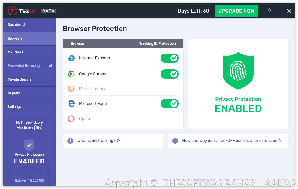 TrackOff Standard - Browsers