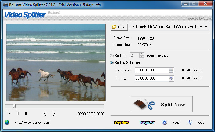Boilsoft Video Splitter Screenshot