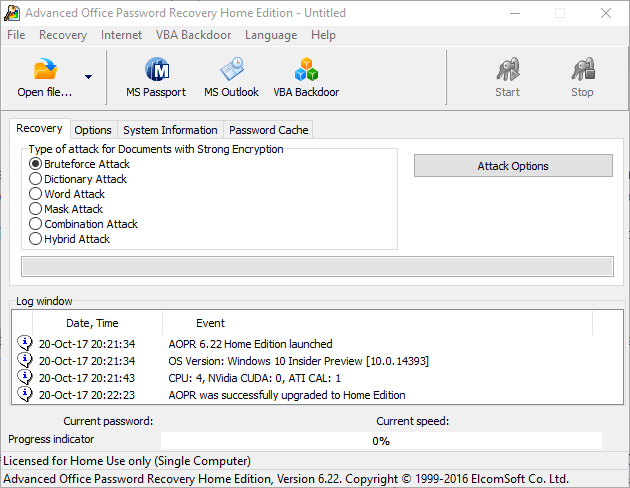 Elcomsoft Advanced Office Password Recovery Screenshot