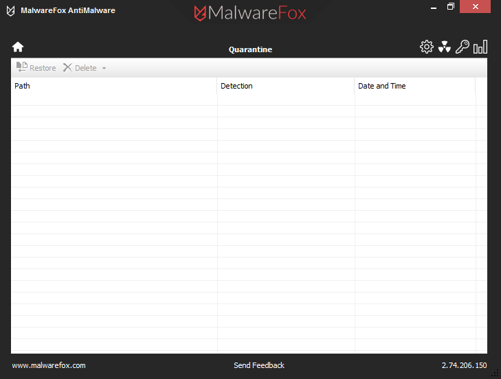 MalwareFox AntiMalware Quarantine Screenshot