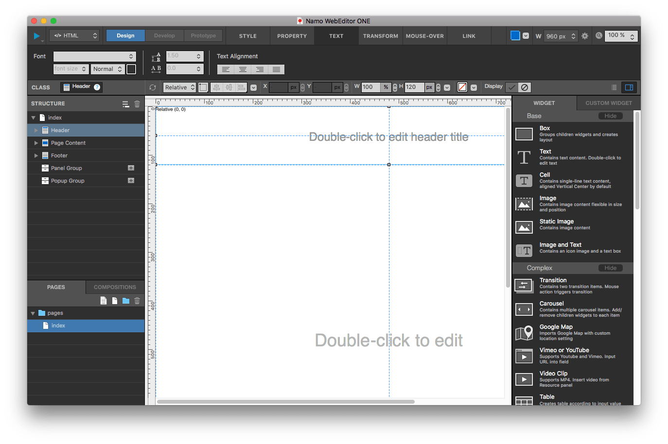 Namo WebEditor ONE Interface Screenshot 1