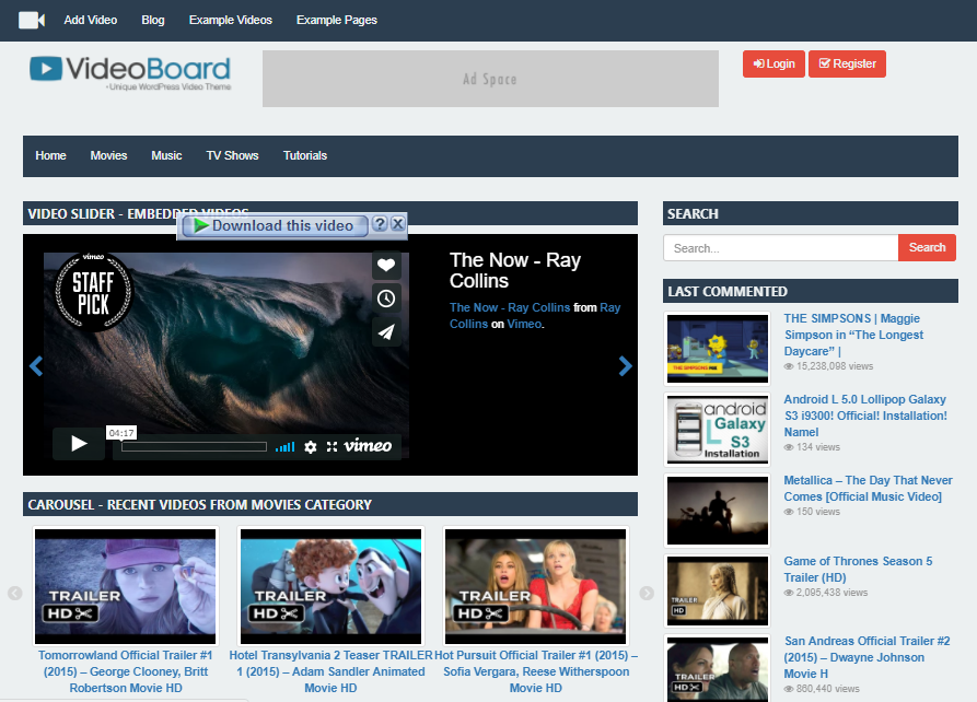 Videoboard WordPress Theme screenshot