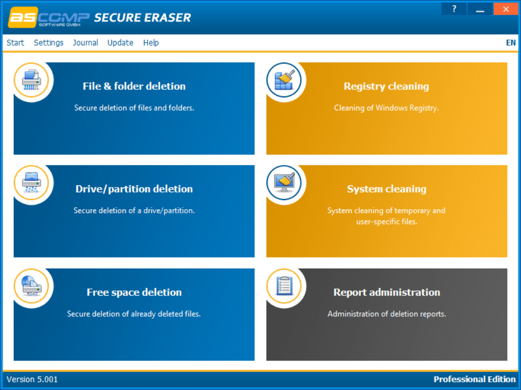 ASCOMP Secure Eraser Professional Edition Screenshot