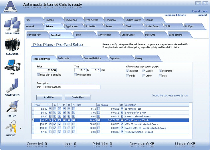 Antamedia Internet Cafe Software Screenshot