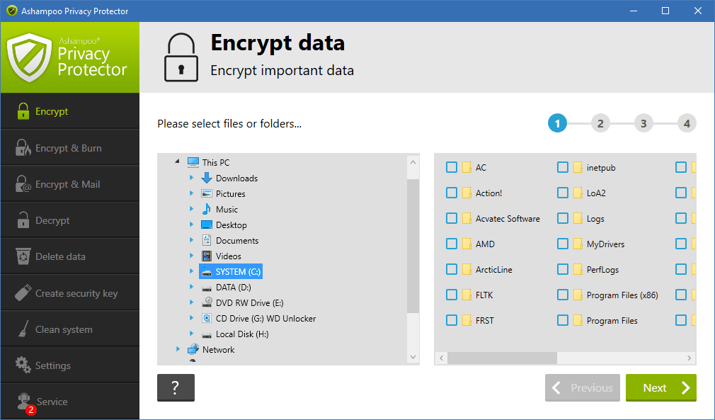 Ashampoo Privacy Protector Encrypt Data Screenshot