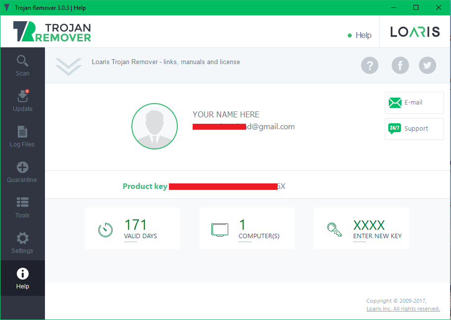 Loaris Trojan Remover Help Screenshot