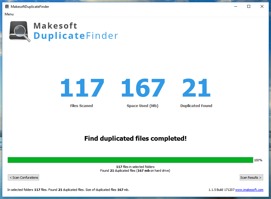 Makesoft DuplicateFinder Result Screenshot