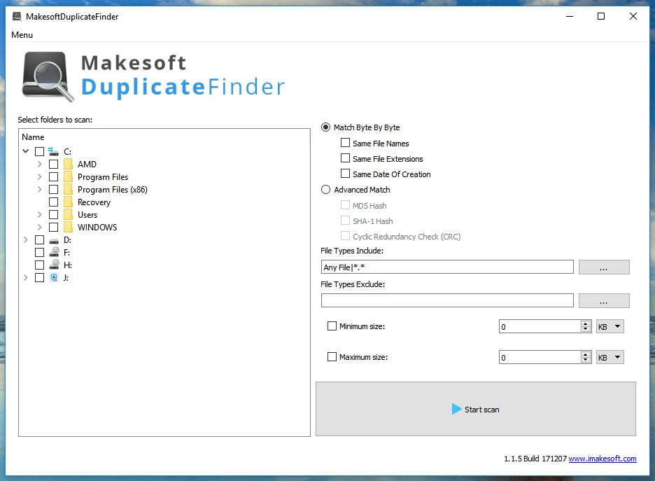 Makesoft DuplicateFinder Screenshot
