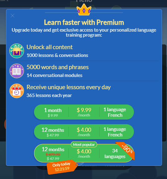 Mondly Premium Pricing