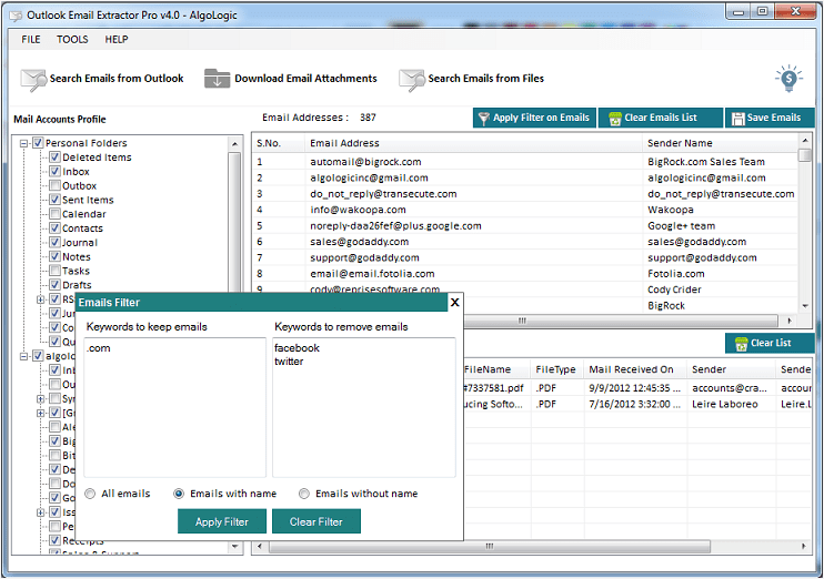extract email addresses outlook from how Outlook Free Email Pro Review, AlgoLogic â€¢ Extractor