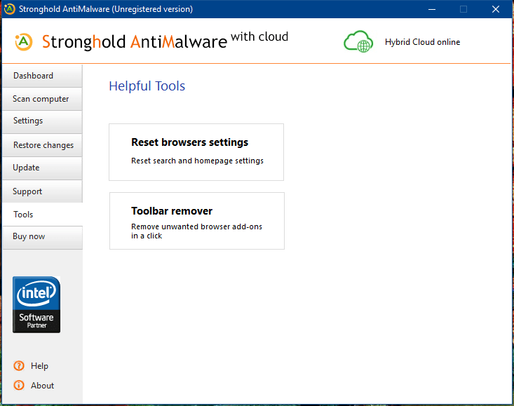 StrongHold AntiMalware tools Screenshot