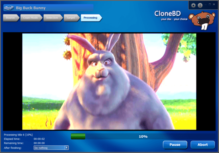 Elby CloneBD Player Processing Screenshot