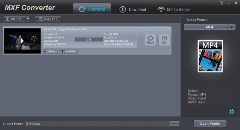 Dimo MXF Converter Screenshot