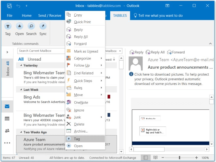 Tabbles Email Addon Screenshot