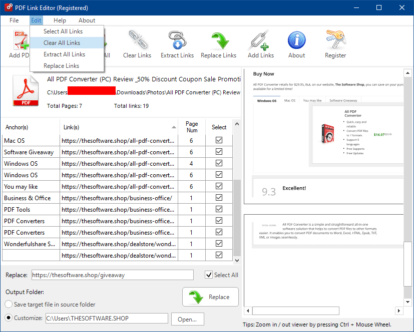 PDF Link Editor Pro Editing Screenshot