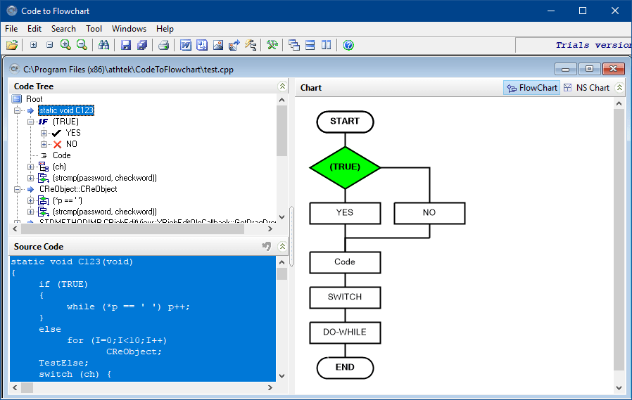 AthTek Code to Flowchart Converter Screenshot