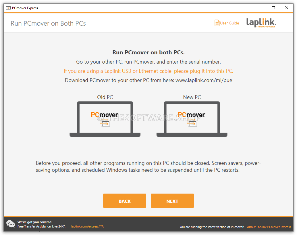 Laplink PCmover Express Screenshot - Run PCmover on Both PCs