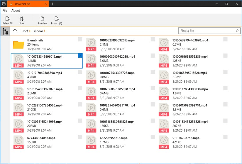 Universal Zip Windows 10 Screenshot