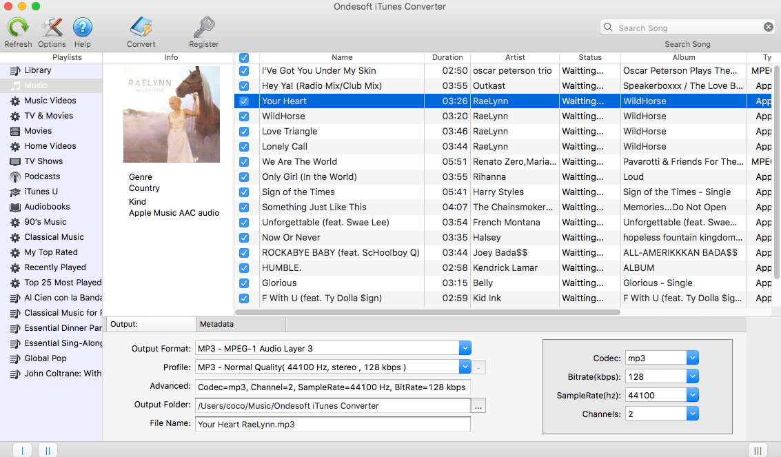 Ondesoft iTunes Converter for Mac Screenshot