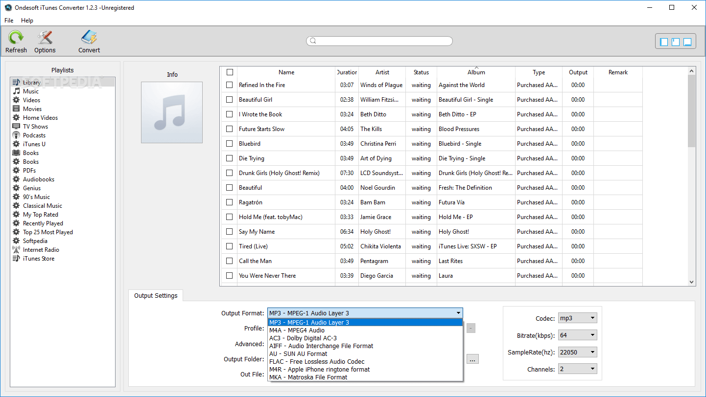 Ondesoft iTunes Converter for Windows Screenshot