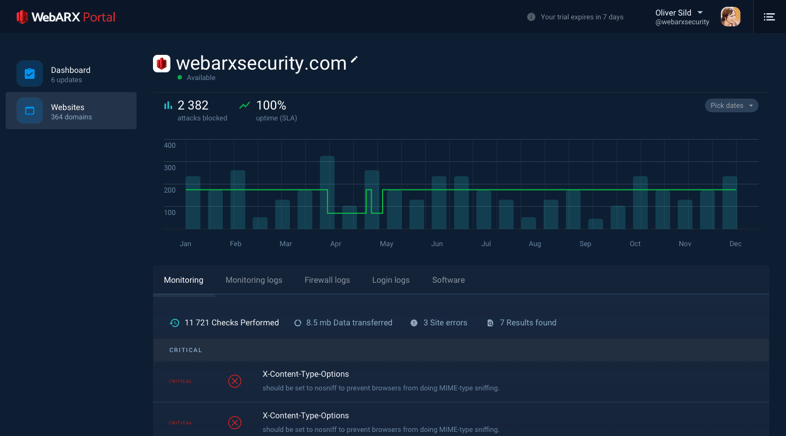 WebARX Portal - Security Monitoring & Alerts