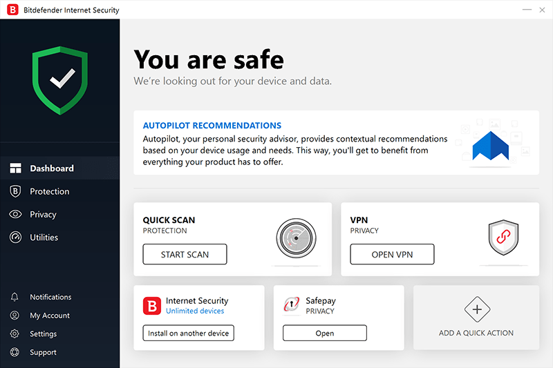 Bitdefender Internet Security Interface Screenshot
