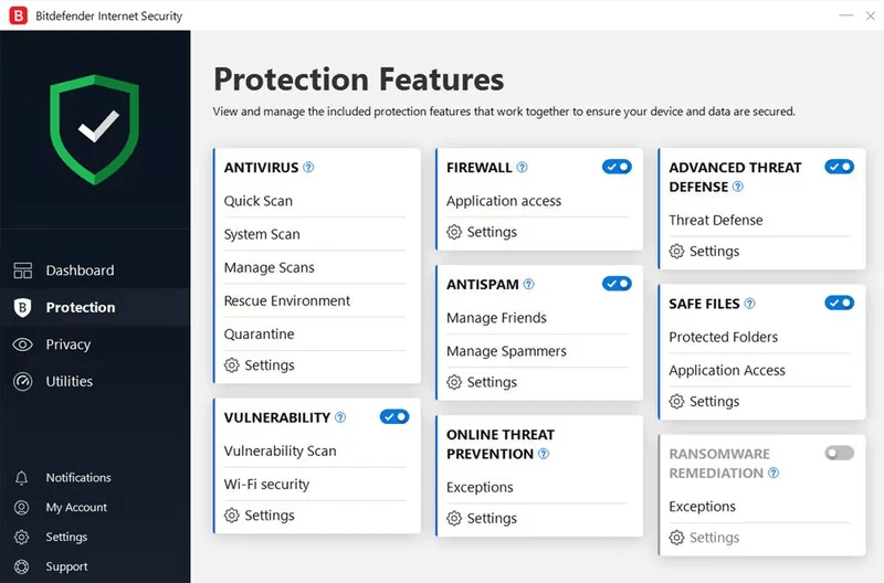 Bitdefender Internet Security Protection Features