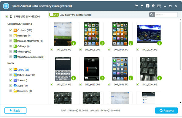 Tipard Android Data Recovery for Windows Screenshot