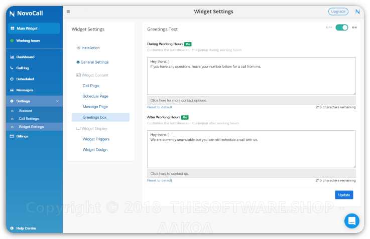 Novocall Professional Dashboard - THESOFTWARESHOP - AAKOA