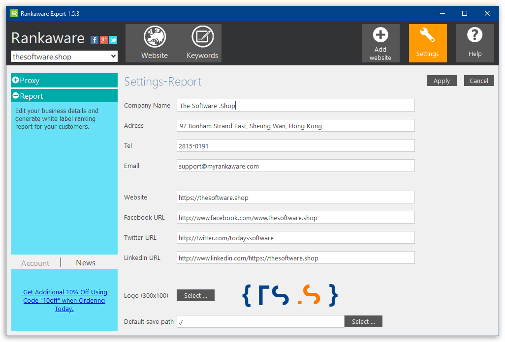 Rankaware Expert Business - white label report