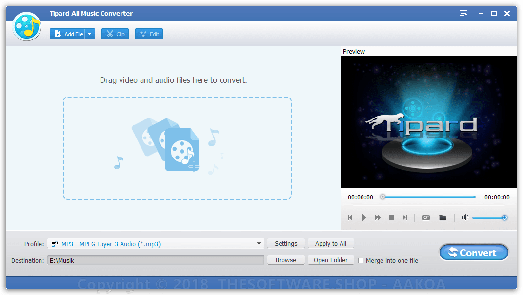 Tipard All Music Converter - Interface - THESOFTWARESHOP - AAKOA