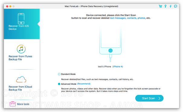 Aiseesoft Mac Fonelab - iPhone Data Recovery - Screenshot