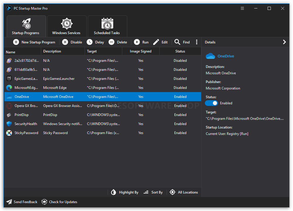 PC Startup Master Pro Dark Theme