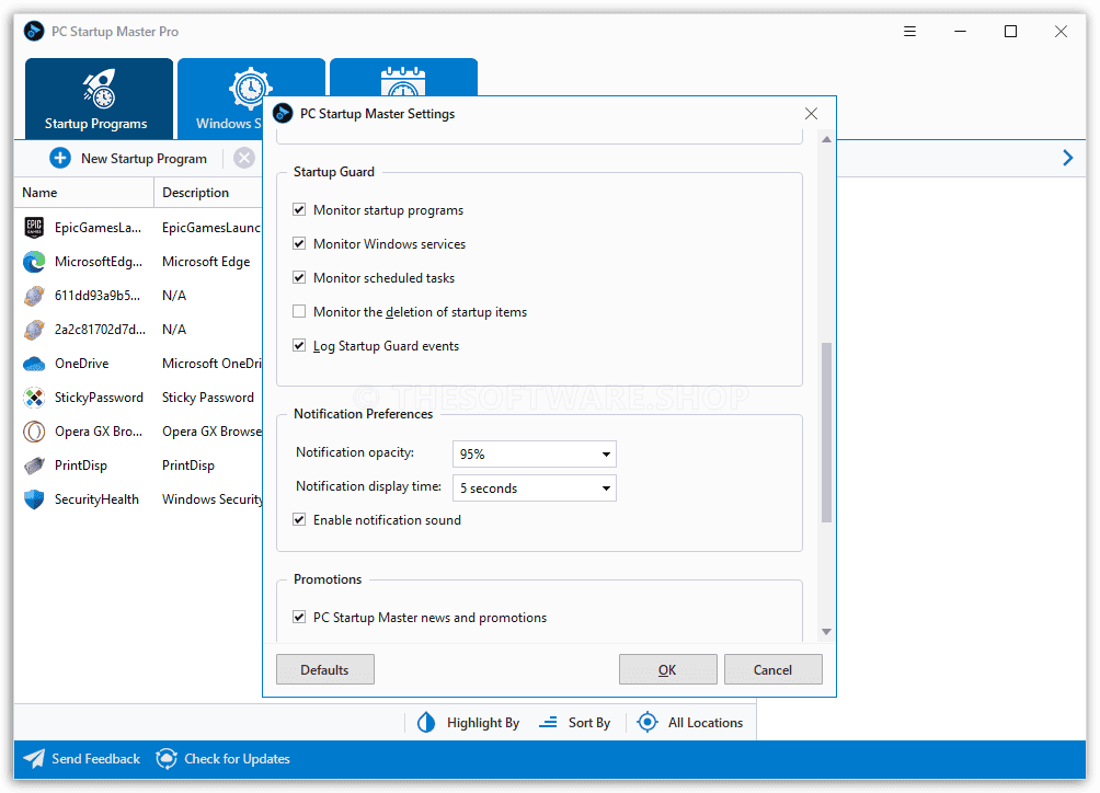 PC Startup Master Pro Startup Guard Settings