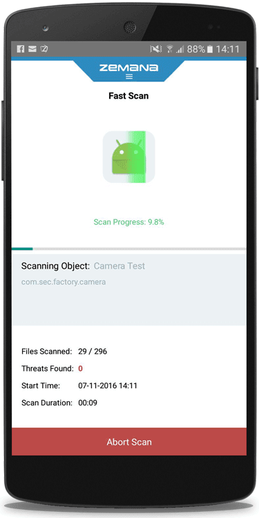 Zemana Mobile Security - Scan Progress