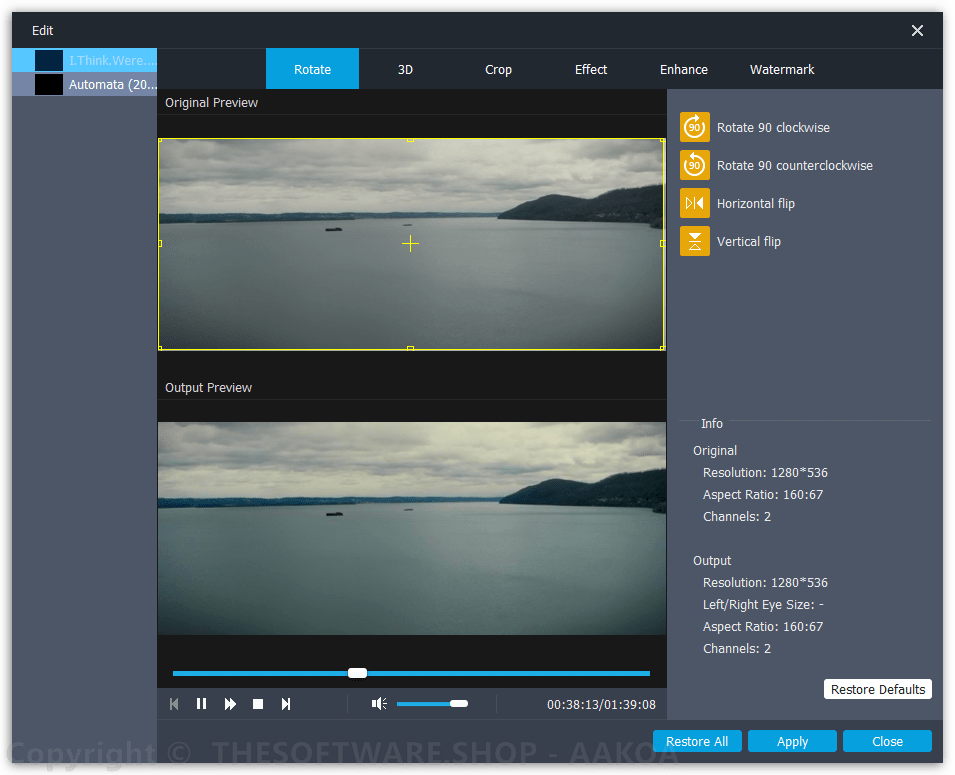 Aiseesoft Total Media Converter - Rotate