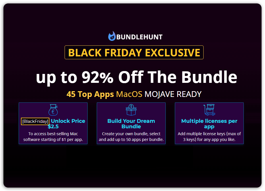 BundleHunt Black Friday Exclusive Bundle – Unlock Price & Access Best-selling Mac Software Starting of $1 per App
