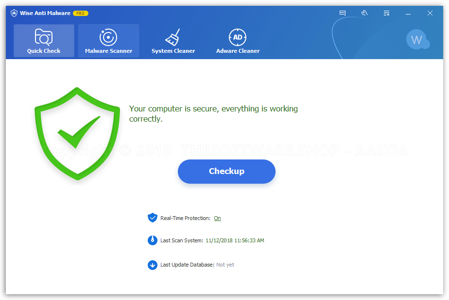 Wise Anti Malware Pro Main Interface