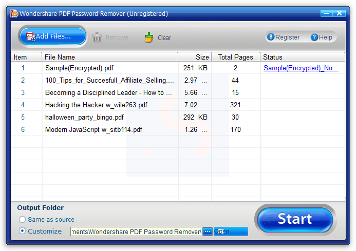 Wondershare PDF Password Remover - PDF Files