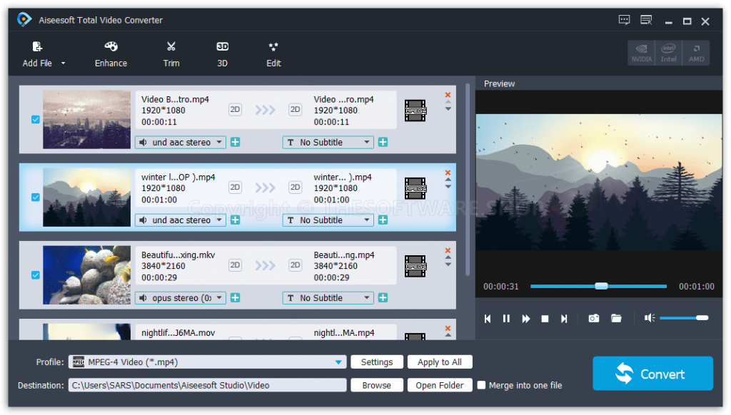 Aiseesoft Total Video Converter - Preview