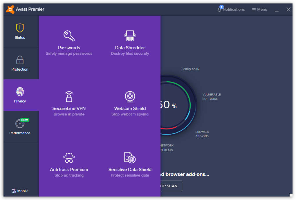 Avast Premier - Privacy